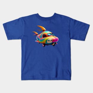 Fantasy Flying Car Funny Cute Rainbow Design for Kids Kids T-Shirt